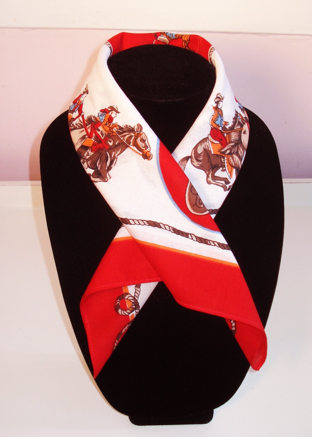 60's Cowgirl Themed Western Scarf