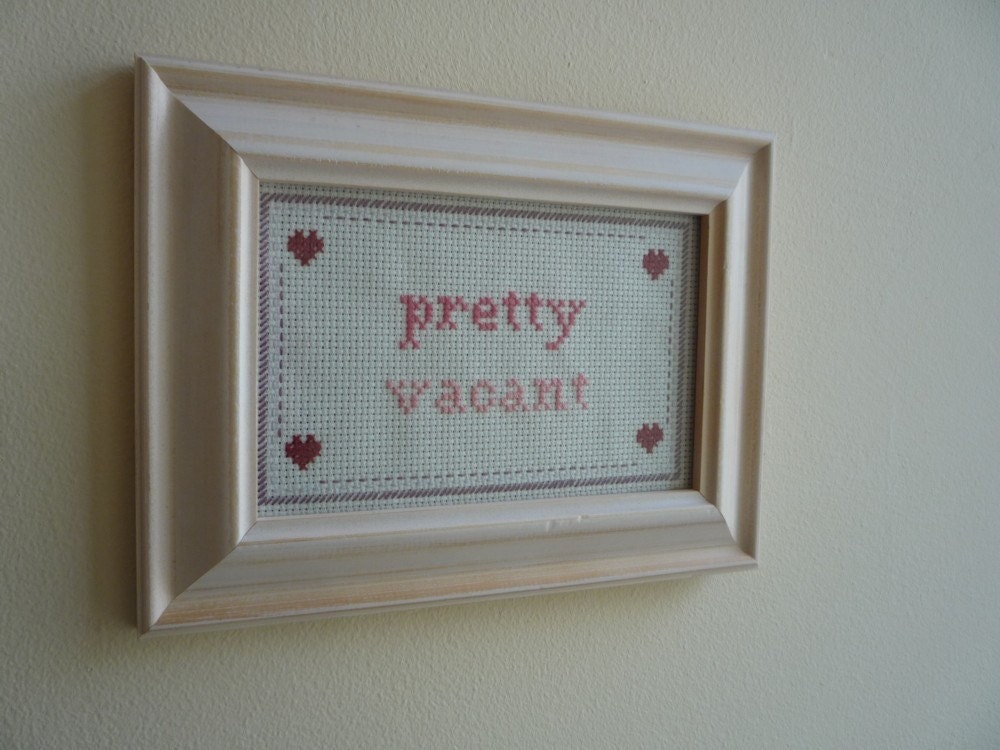 Pretty Vacant Sex Pistols cross stitch sampler needlepoint