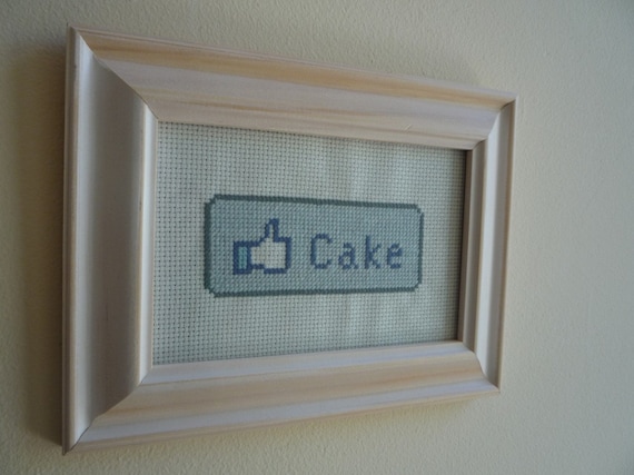 Facebook Cake Like button cross stitch sampler needlepoint