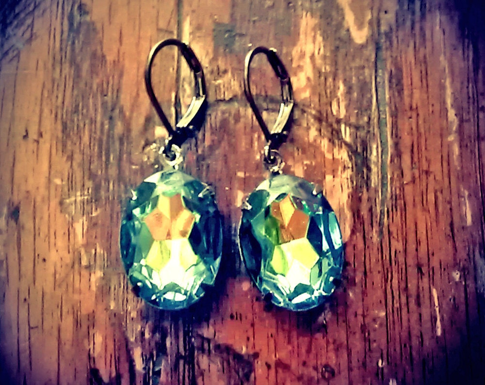 Vitrail Earrings Vintage Glass Rhinestone Jewels Wedding Jewelry Bridesmaid Gifts Eco Friendly Spring Fashion Pastel