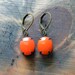 Bright Neon Orange Opaque Jewels in Oxidized Brass