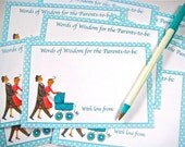 Baby Shower Advice Cards/Favors for Proud Parents Retro Inspired Set of 12