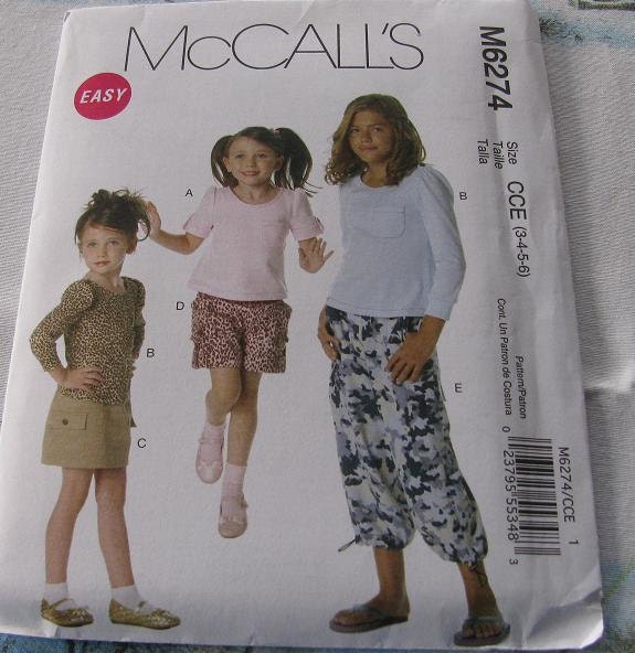 Girls Tops, Skirt, Shorts and Pants Pattern 6274 New 50% off