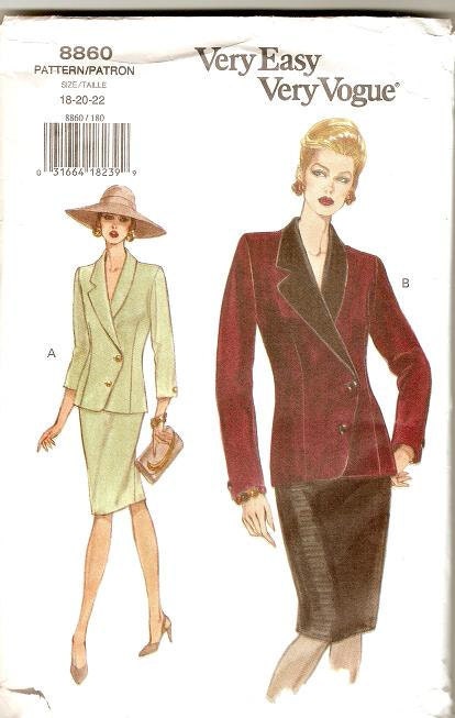 Vogue Jacket and Skirt Pattern 8860 Reduced