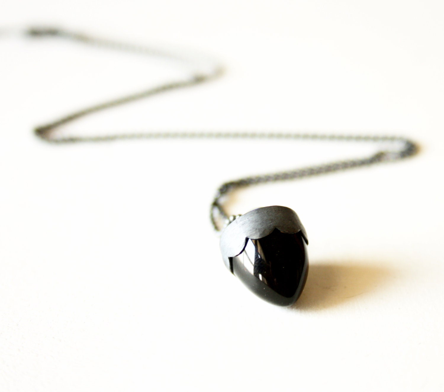 Black bullet Obsidian pendant necklace Sterling silver handmade gifts under 50 FREE SHIPPING