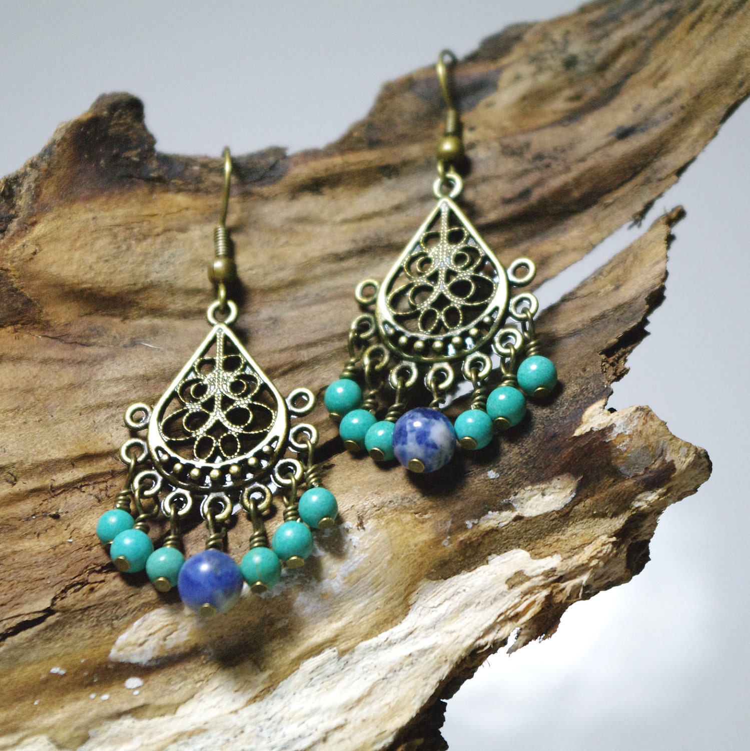 Gypsy Blue Chandelier Beaded Earrings
