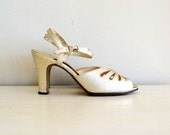 vintage gold shoes: 1970s metallic gold high heels