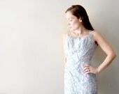 vintage 1970s dress: metallic blue formal dress