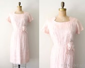 vintage 1950s dress - 50s wiggle dress / pale ballet pink