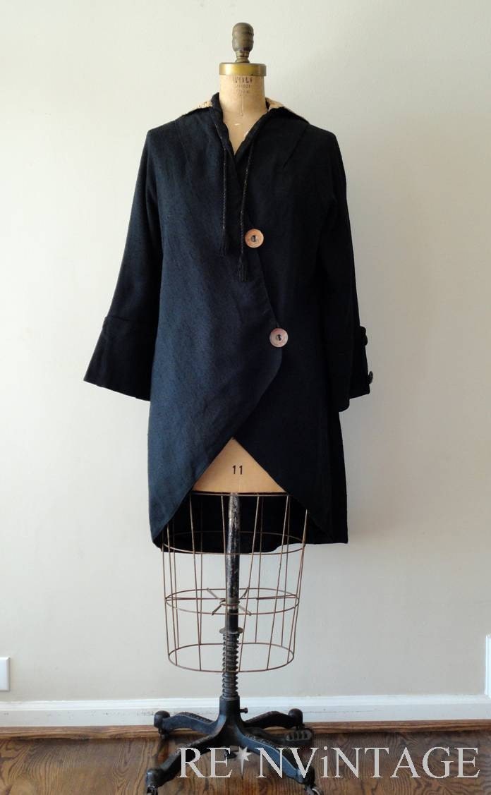 RESERVED...vintage edwardian coat : early 1900s ecru lace black jacket