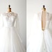 vintage 1940s wedding dress - 40s lace wedding dress / ivory white peplum tulle full skirt