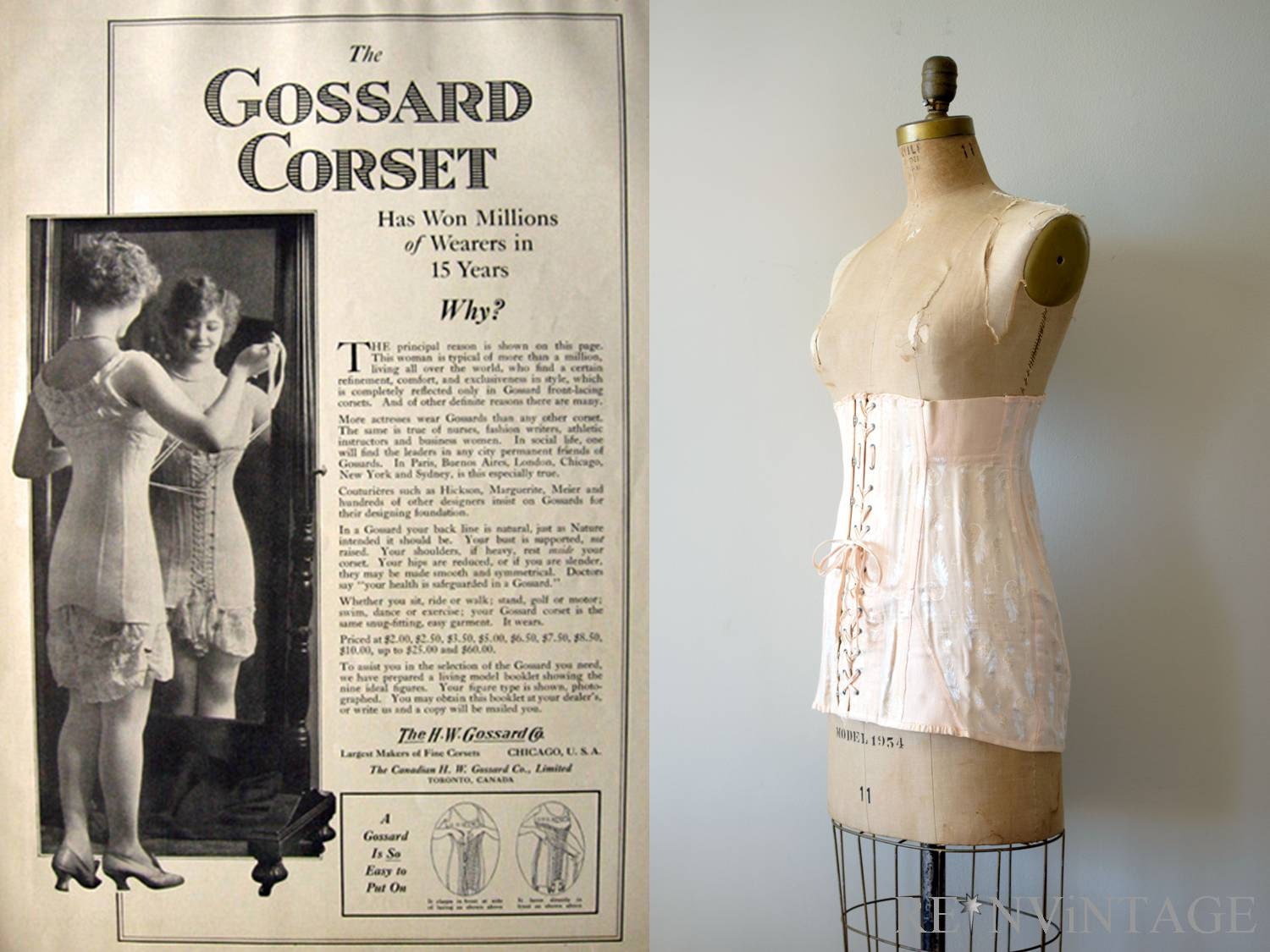 vintage edwardian corset - 1910s front lacing corset / rare tea rose pink by Gossard
