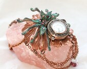 Purple Steampunk Bracelet Victorian Spider Working Watch Handmade Goth