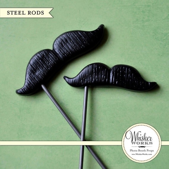 Mustaches on STEEL RODS - The Hairy Pair - Set of 2 Il_570xn