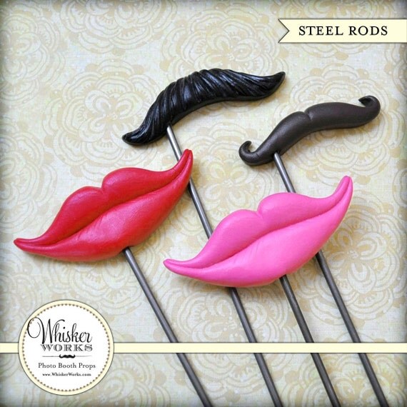 Photo Booth Party Props on STEEL RODS - The Double Date - Set of 4 Il_570xn