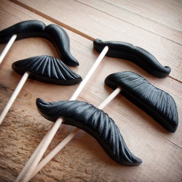 Plastic Mustaches on Sticks - The Evening Soiree - Set of 10