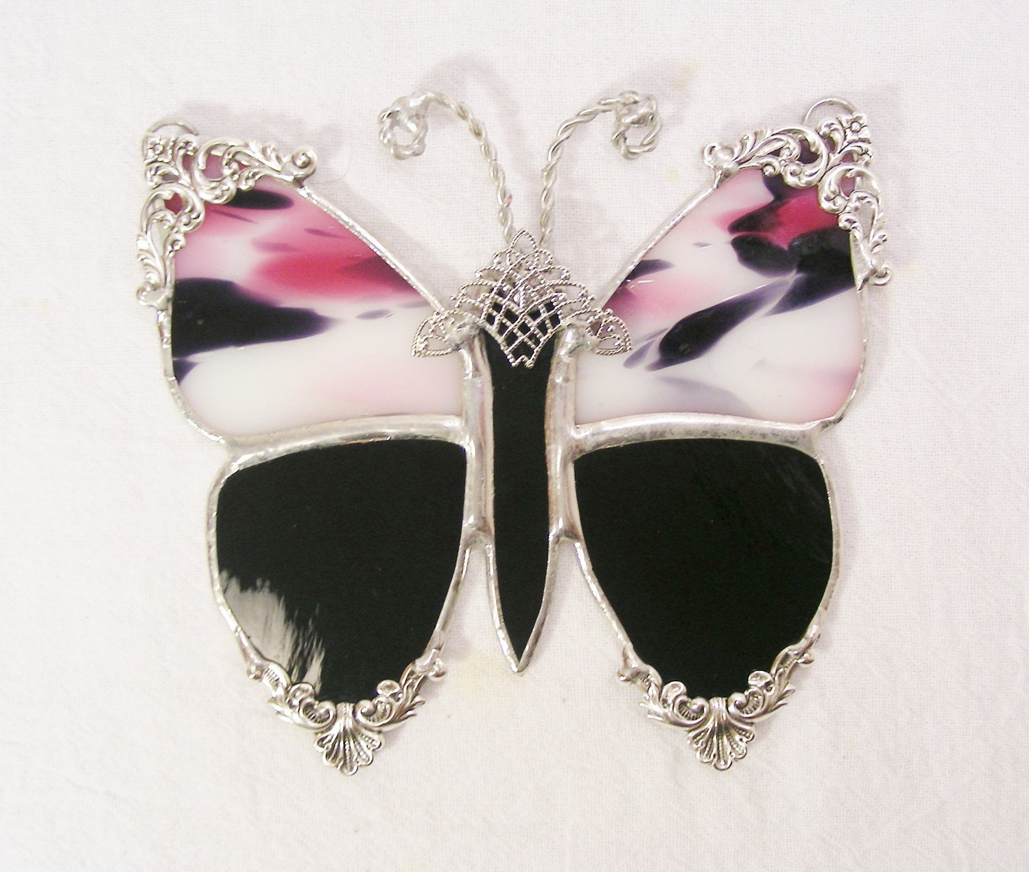 Victorian Butterfly Black and Pink Polkadot