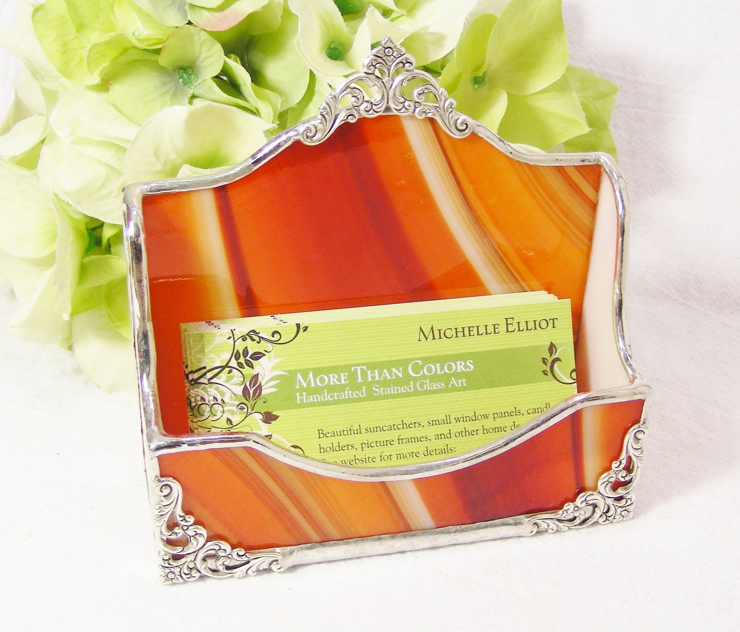 Orange Swirl Business Card Holder