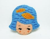 Fantasia cookie girl head felt brooch