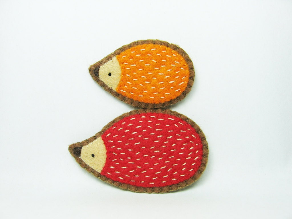 Combo candy hedgehogs felt pins - made to order