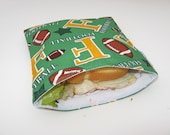 Reusable Sandwich Bag / Large Snack Bag -Football- White Lining