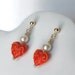 Sweet red heart dangle post Earrings red heart Lampwork glass beads Pearls Gold beads