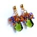 Earrings long Chandelier dangle beaded earrings crystal olivine green amber topaz orange purple lavender amethyst gold posts