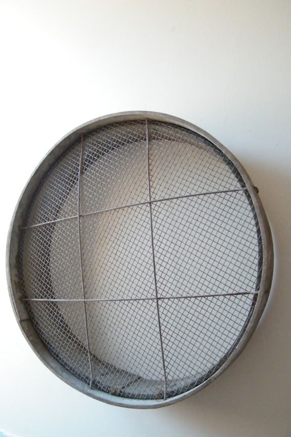 Antique Primitive Early Bentwood and Metal Grain Wheat Sifter