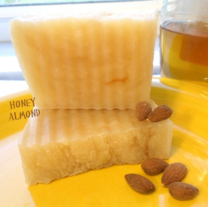 HONEY ALMOND soap - marzipan - oatmeal milk and honey savon - hot process