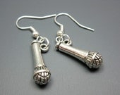 Microphone Earrings - karaoke funny jewelry quirky jewellery cute geekery rockabilly singing music songs fun funky geek chic szeya designs