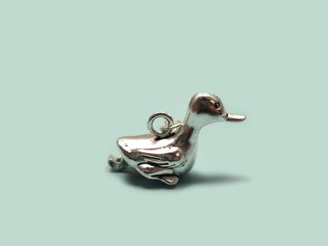 Duck Necklace - cute necklace 3d farm animal necklace bird necklace funny jewelry kawaii fun necklace humor necklace silver plated chain