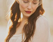 Bandeau veil with brass flowers and leaves pins, style 522