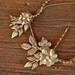 Rhinestone and chain headpiece with brass flower pins, style 505