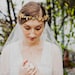 Bark vines and brass flowers halo with fingertip veil comb, style 515