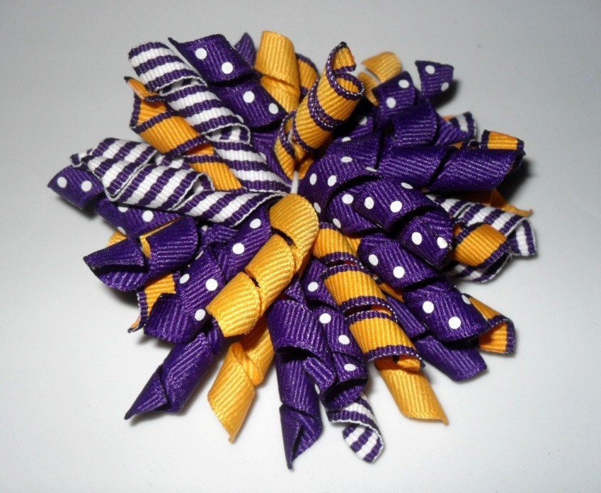 Purple and Gold Korker Bow