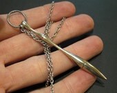 Silver Steampunk Spike Missile Necklace - Stainless Steel Jewelry - Lathe Turned - Hand made