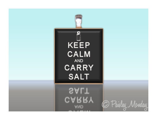 Scrabble Tile Pendant Keep Calm and Carry Salt SUPERNATURAL Custom Charm