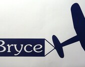 Kids Vinyl Wall Airplane with Name