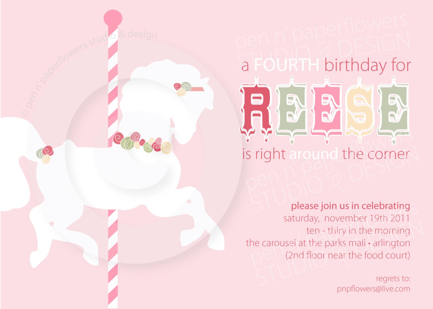 Carousel Party Collection - Invitation - P.I.Y. (print-it-yourself)