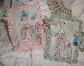 Marie Antoinette Morning Rose Pair of  Glittered Vintage Look Notebooks