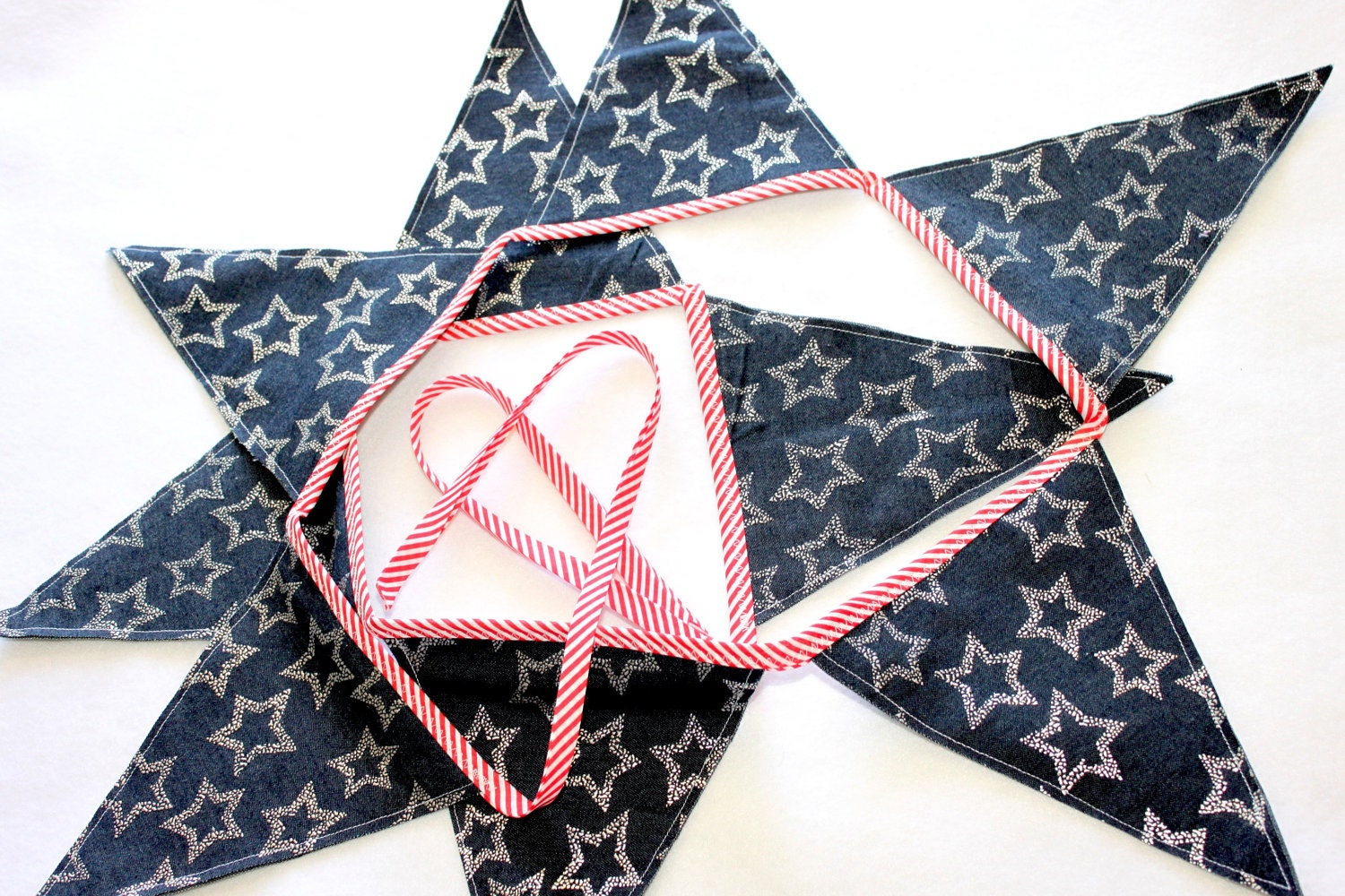 Large Fabric Bunting - Starry Sky in Red, White and Navy Il_170x135