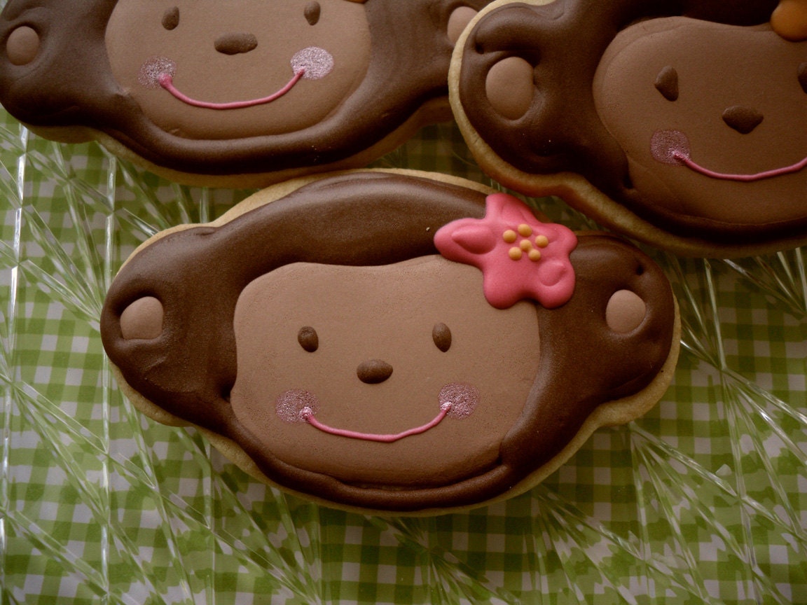 Mod Monkey Cookie Party Favors Little Girl Birthday Pink Flower Il_170x135