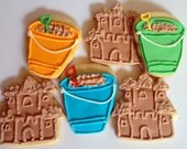 Sandcastle and Shovel and Pail Sugar Cookies Summer Birthday Party Favors Sand Beach Il_170x135
