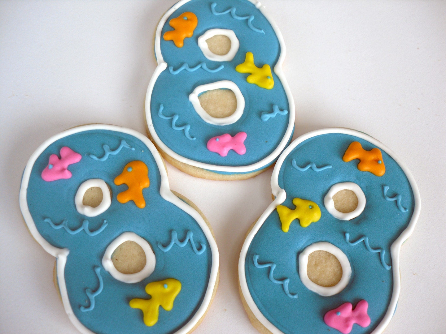 Under the Sea Numbers Fish Party Favors Sugar Cookies Boy or Girl 1st Birthday Il_170x135