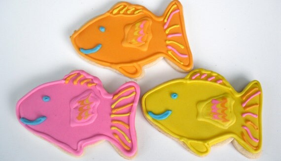Fish Cookies Sea Creatures Under the Ocean Party Favors Sugar Cookies Boy or Girl 1st Birthday Il_570xn