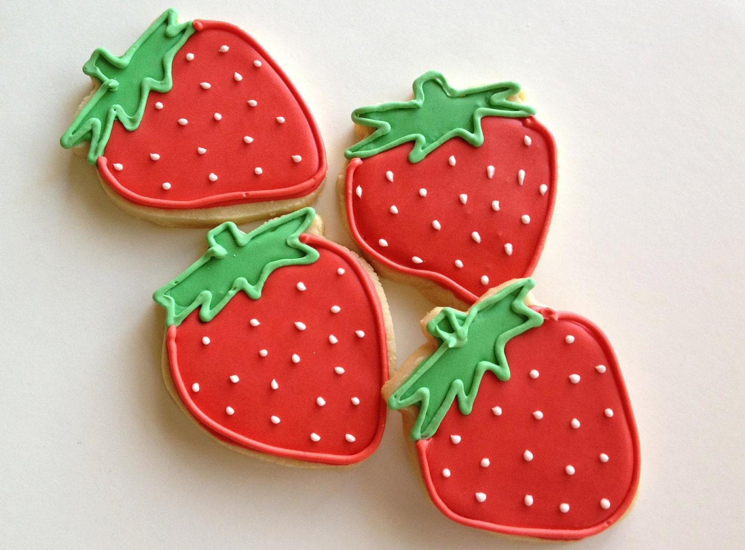 Strawberry Cookies Birthday Party Favors Decorated Cookies Pink Red Cute Girl
