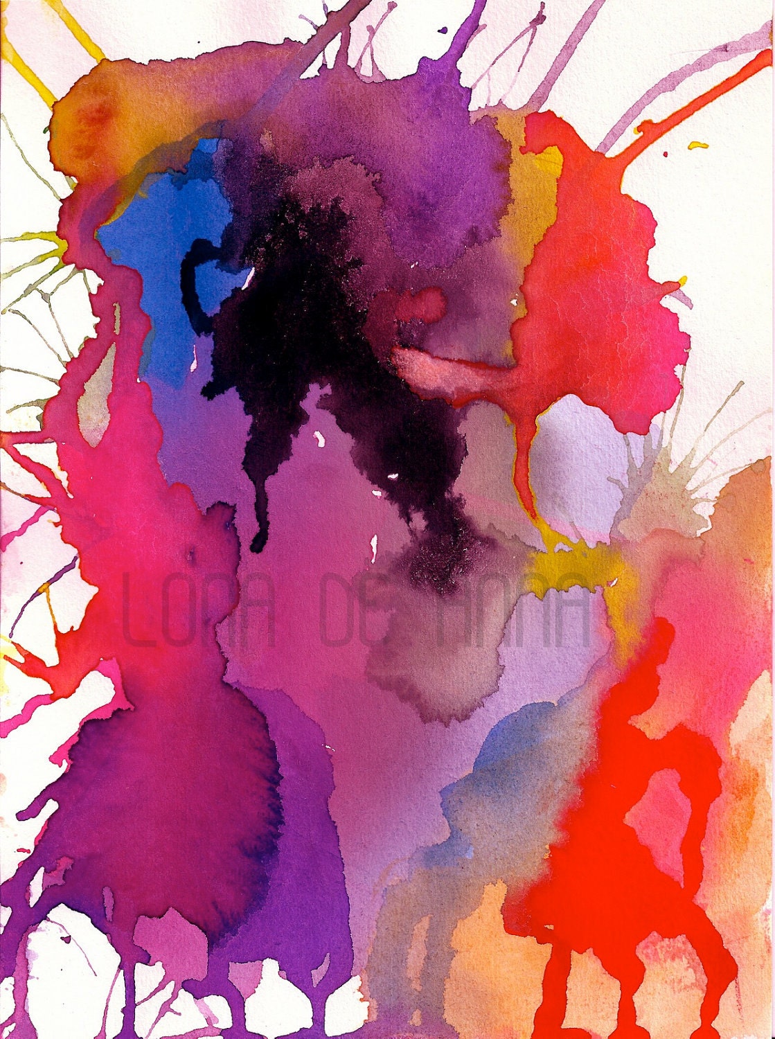 Neon Pink Primavera Watercolour Print  A3