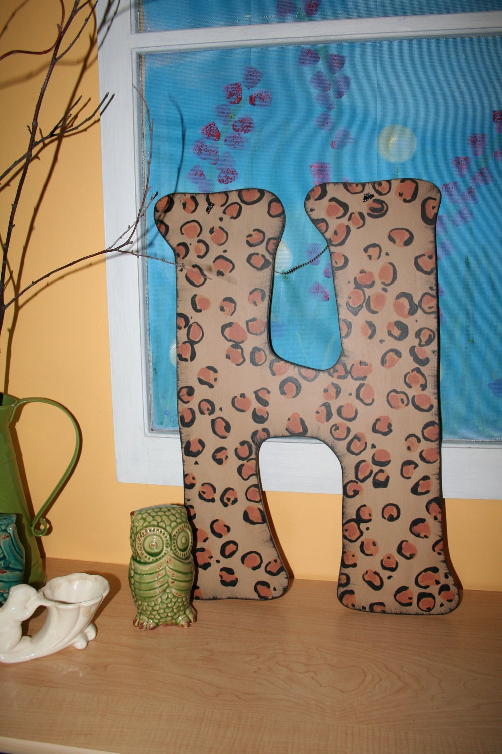 Large Leopard Print Custom Letter --approx. 22 inches tall--MADE TO ORDER