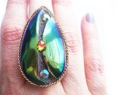 One of a Kind Rainbow Titanium Crystal Ring