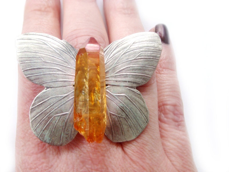 RESERVED Titanium Crystal Butterfly Ring